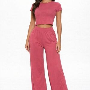 Fashion Nova Dusty Rose 2-Piece Pant Set – XS